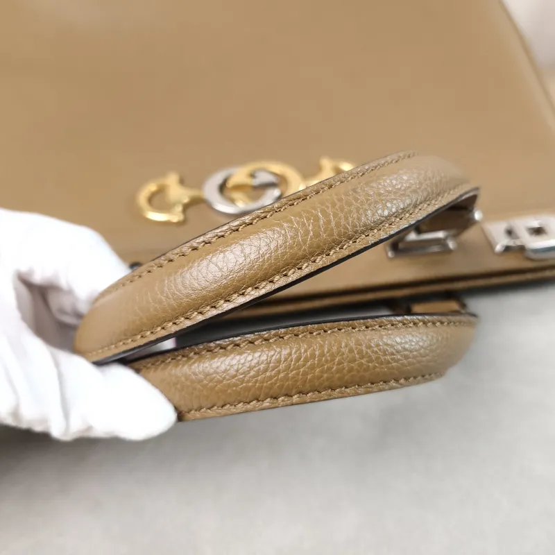 GUCCI Top Handle Bag Top Handle Crossbody Bag Brown Calfskin One Size 34 × 12 × 26 cm — detail view 1 of 14