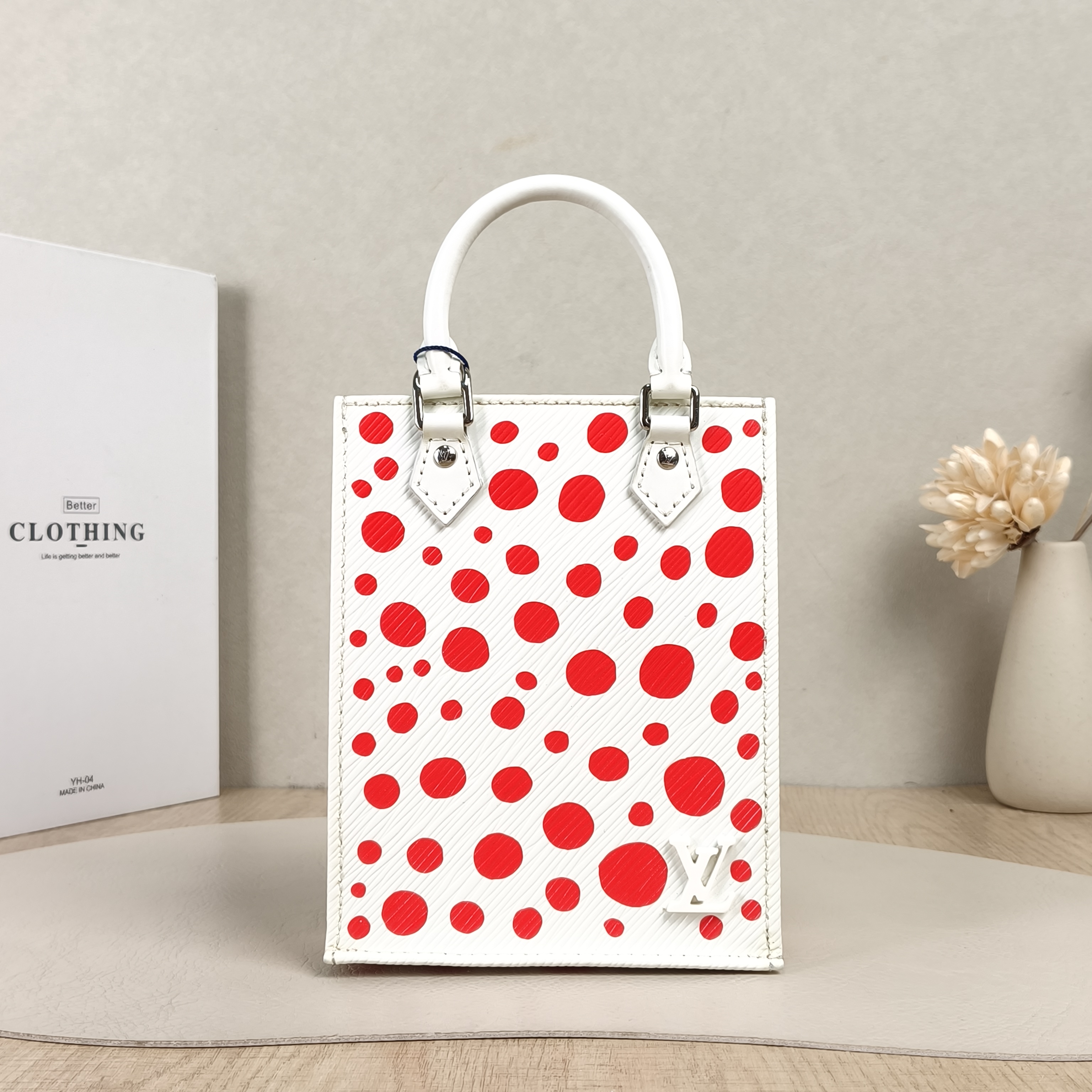 Louis Vuitton Crossbody Bag PETIT SAC PLAT Mini White Epi Embossed Calfskin Red Mini 14 × 5 × 17 cm