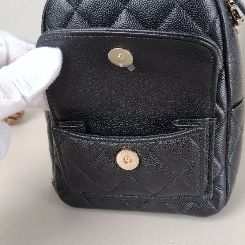 Chanel Crossbody Bag Mini Backpack Crossbody Bag Black Grained Calfskin One Size 13 × 9 × 18 cm — detail view 4 of 12