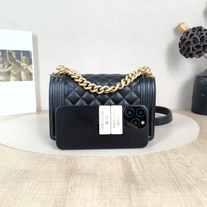 Chanel Crossbody Bag Le Boy​ Black Grained Calfskin Small 20.5 × 8.5 × 12 cm — cover view 5 of 5
