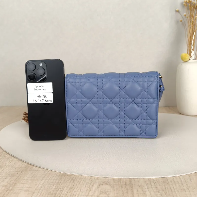 DIOR Shoulder Bag Shoulder Bag Blue Lambskin One Size18 × 3 × 13 cm — cover view 3 of 9