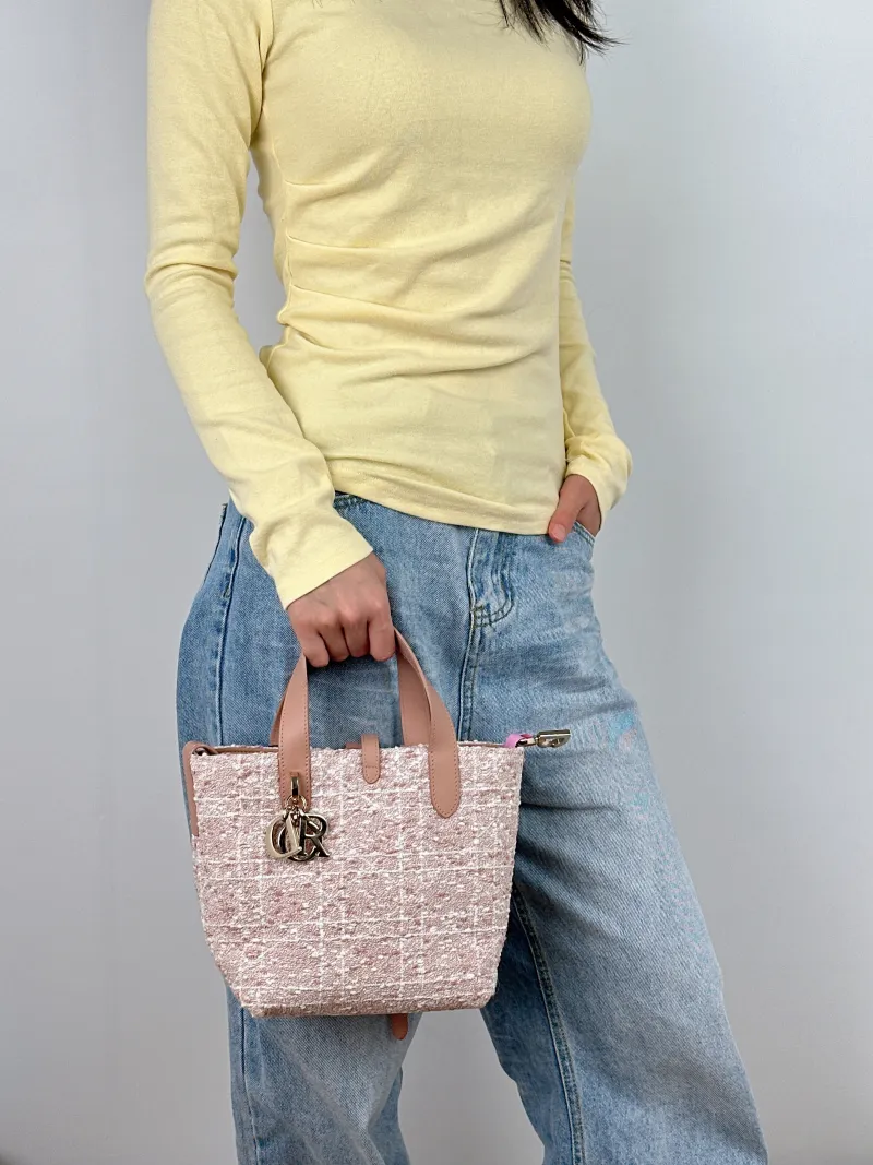 DIOR Top Handle Bag TOUJOURS Edition Pink Small 18.5 × 12 × 18.5 cm — on-model view 3 of 3