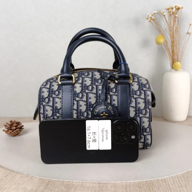 DIOR Crossbody Bag Groove 20 Top Handle Bag Blue Canvas Small 20.5 × 12 × 13.5 cm — cover view 4 of 5