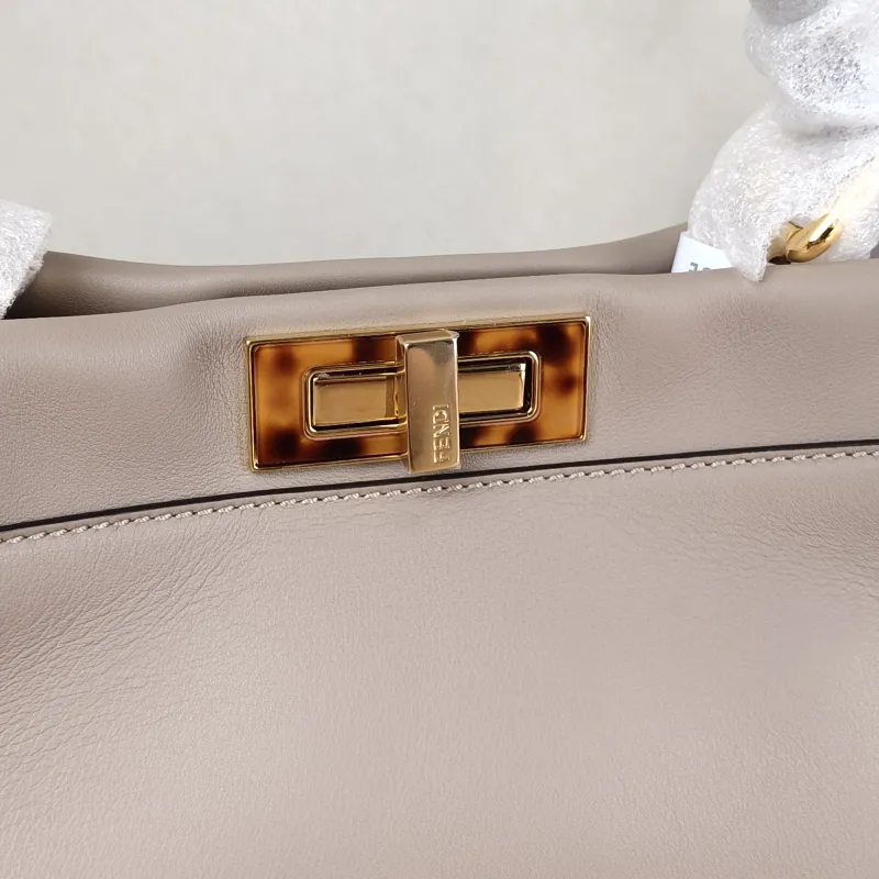 FENDI Top Handle Bag Peekaboo IS ee U Grey Calfskin Medium 33.5 × 13 × 25.5 cm — detail view 5 of 12
