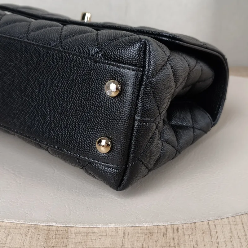 Chanel Top Handle Bag Coco Handle​ Black Grained Calfskin Small 24 × 10 × 14 cm — detail view 8 of 14