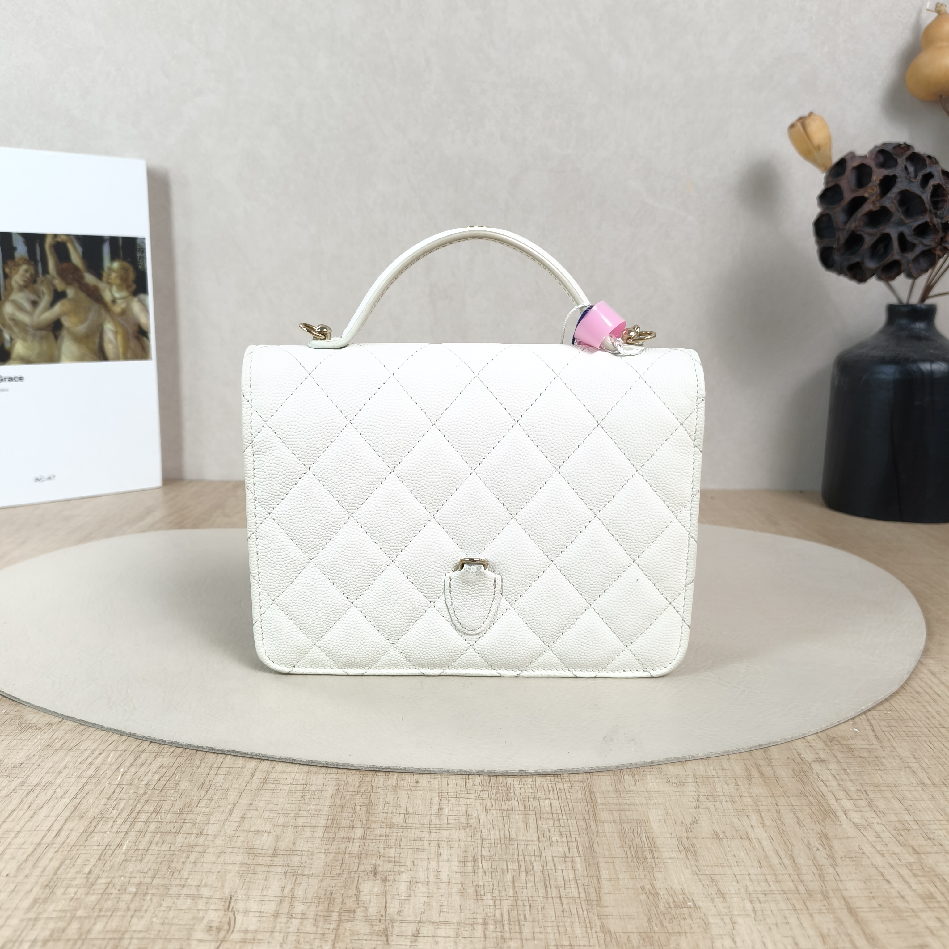 Chanel Backpack Backpack White Grained Calfskin One Size18.2 × 5 × 14 cm — cover view 3 of 5