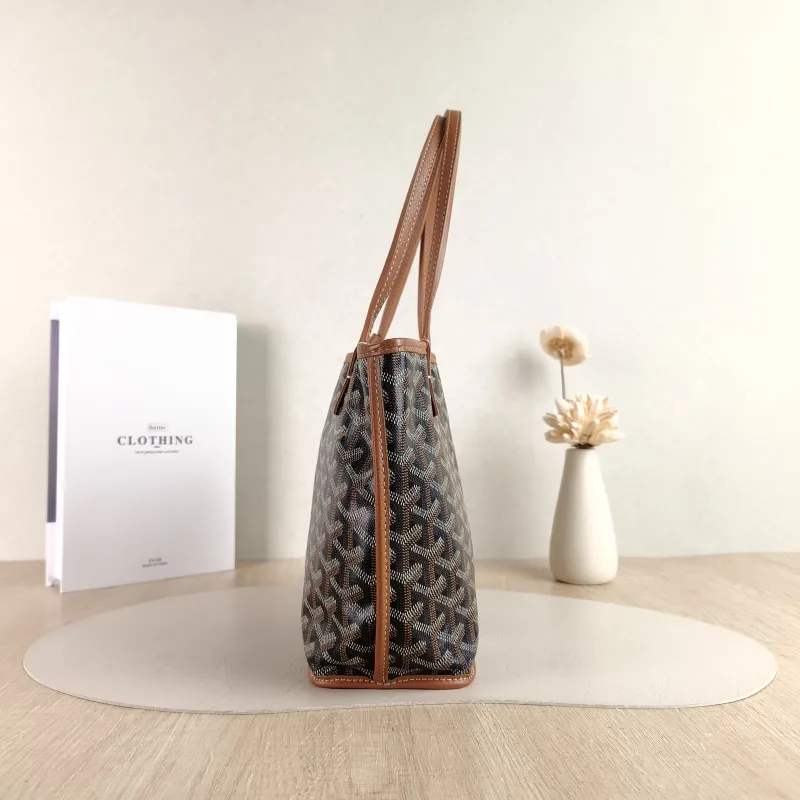GOYARD Top Handle Bag ANJOU Shopping Tote Brown Calfskin Mini 19.5 × 9 × 19.5 cm — detail view 5 of 10