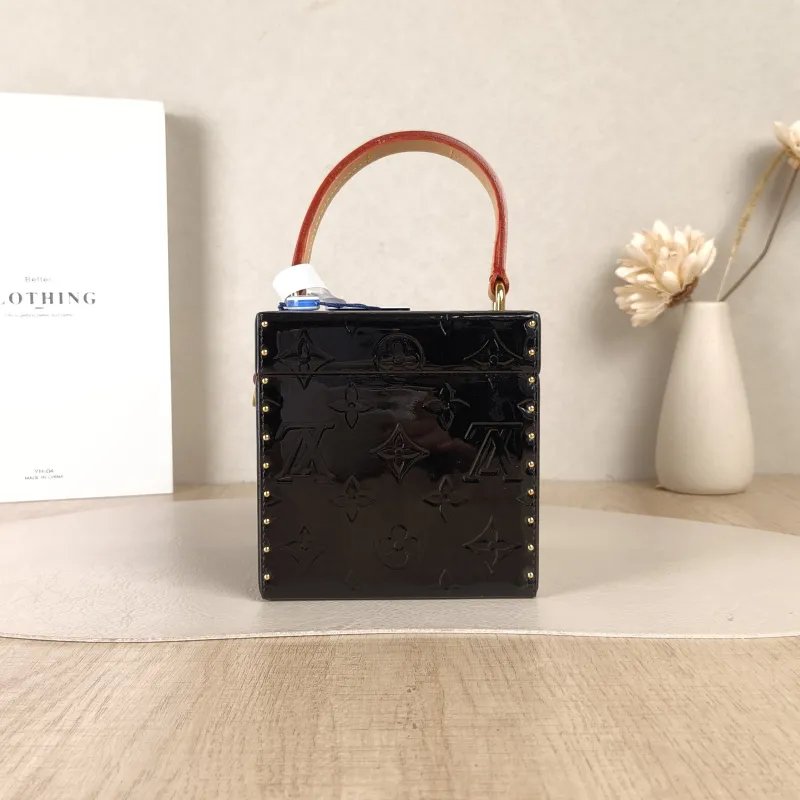 Louis Vuitton Top Handle Bag Bleecker Box Box Black Patent Leather 12 × 12 × 12 cm — cover view 5 of 5