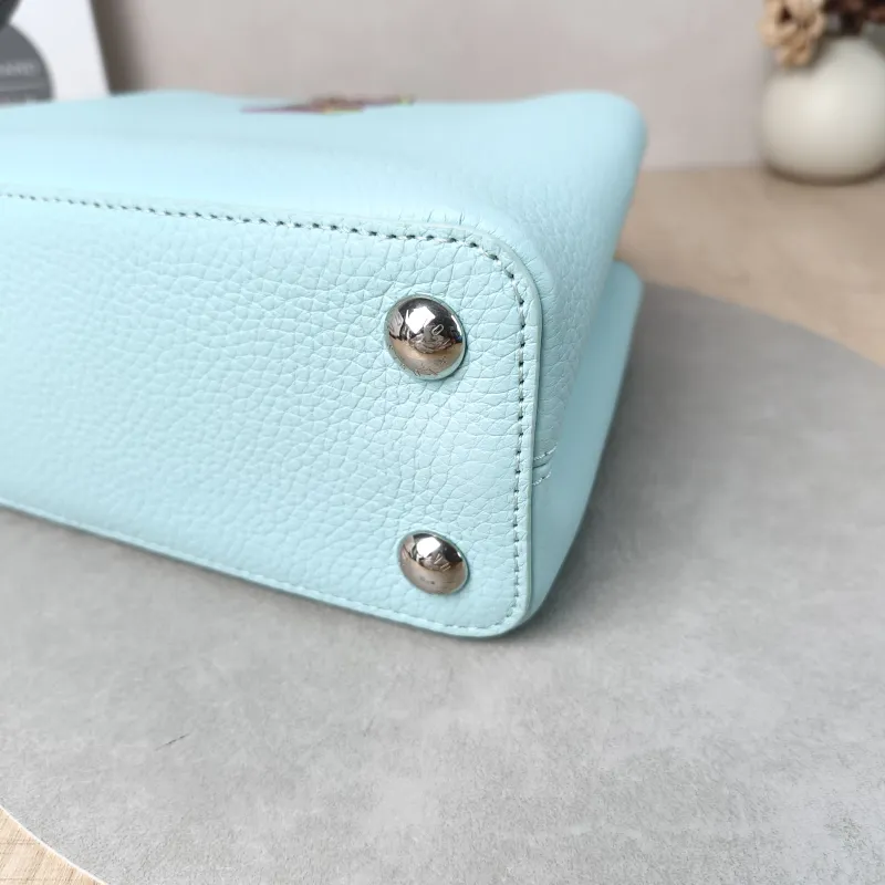 Louis Vuitton Top Handle Bag Capucines Blue Calfskin BB 27 × 9 × 17.5 cm — detail view 10 of 14