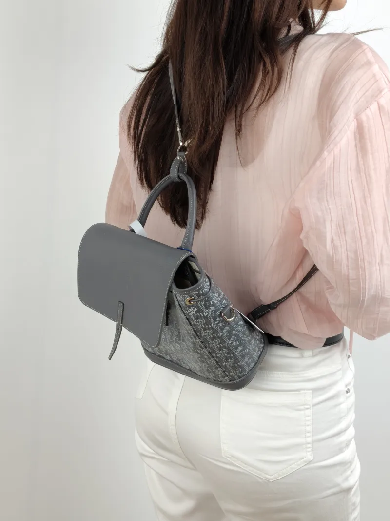 GOYARD Crossbody Bag ALPIN Backpack Grey PVC Mini 19 × 9.5 × 23 cm — on-model view 1 of 3