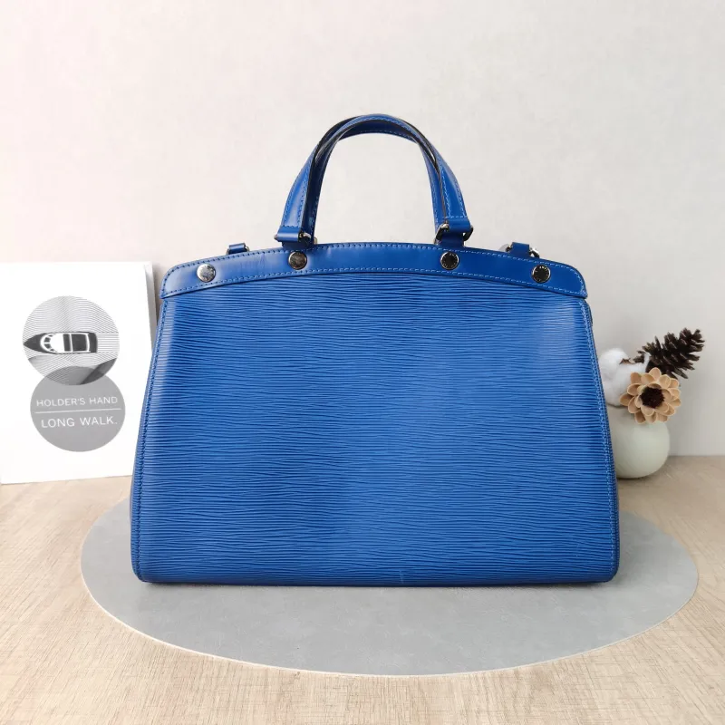 Louis Vuitton Top Handle Bag Brea Vintage Navy Epi Embossed Calfskin Medium34 × 14 × 25 cm