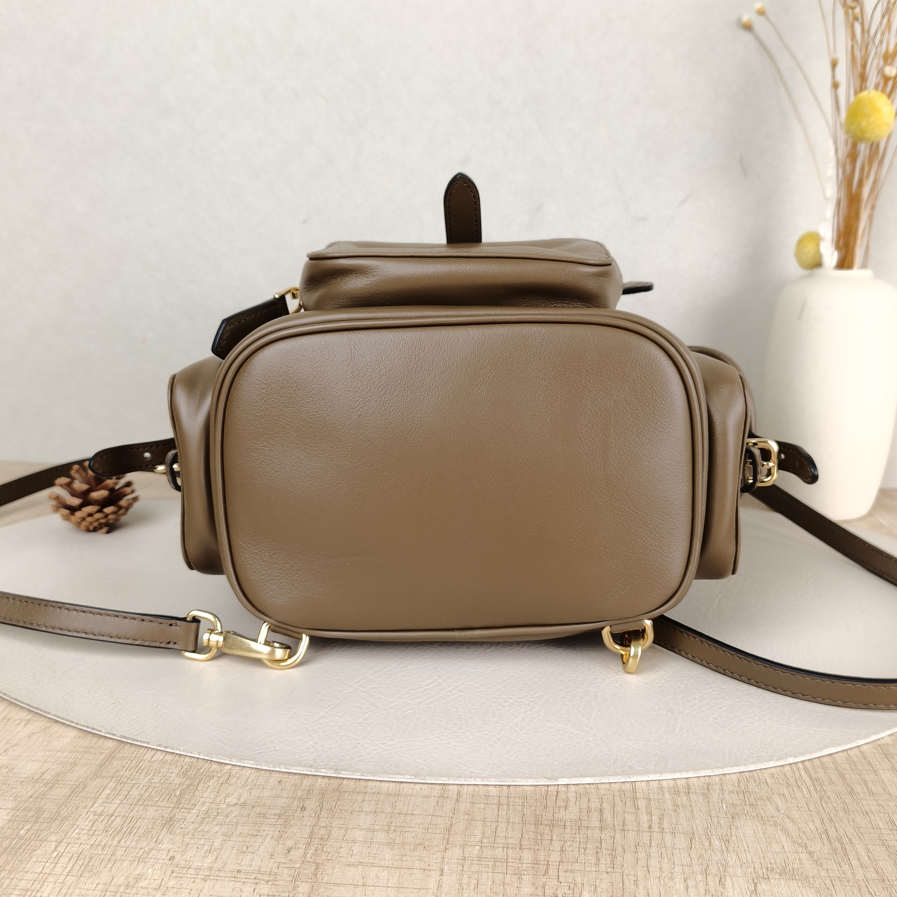 Miumiu Backpack Backpack Brown Calfskin Medium18 × 11.5 × 22 cm — cover view 3 of 5