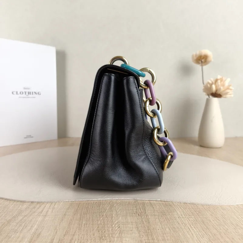 FERRAGAMO Shoulder Bag Black Calfskin 24.5 × 11.5 × 18 cm — detail view 10 of 13