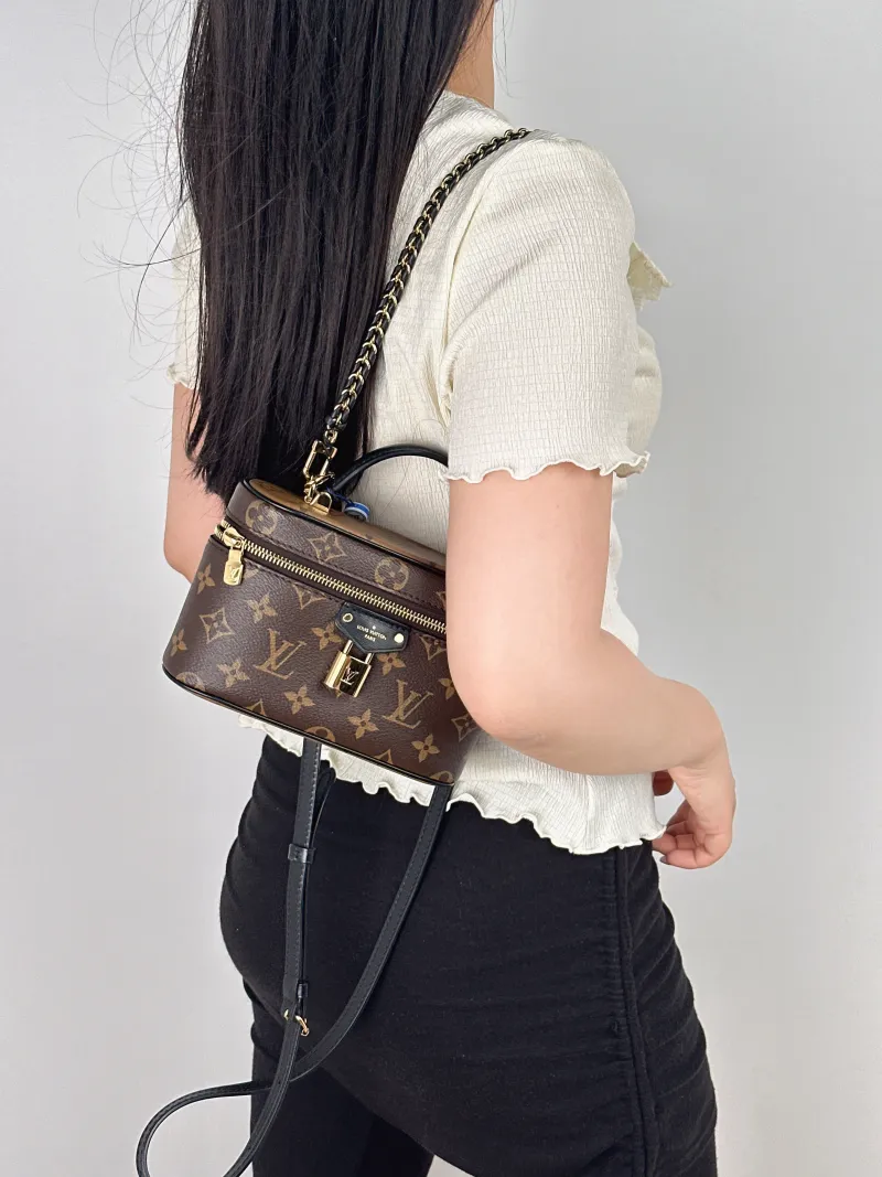 Louis Vuitton Shoulder Bag VANITY POUCH Cosmetic Bag Monogram PVC One Size19 × 6.5 × 11.5 cm — on-model view 2 of 3