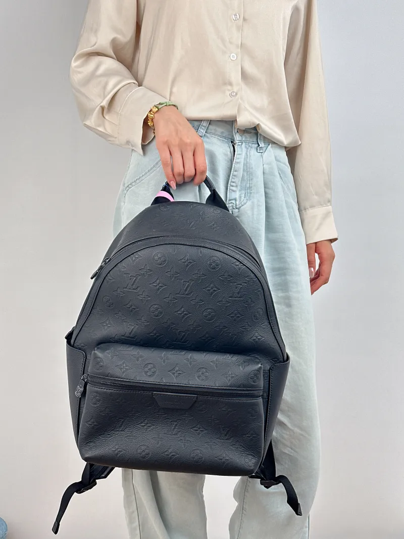 Louis Vuitton Backpack Discovery Backpack Black Calfskin Small 29 × 20 × 38 cm — on-model view 1 of 3