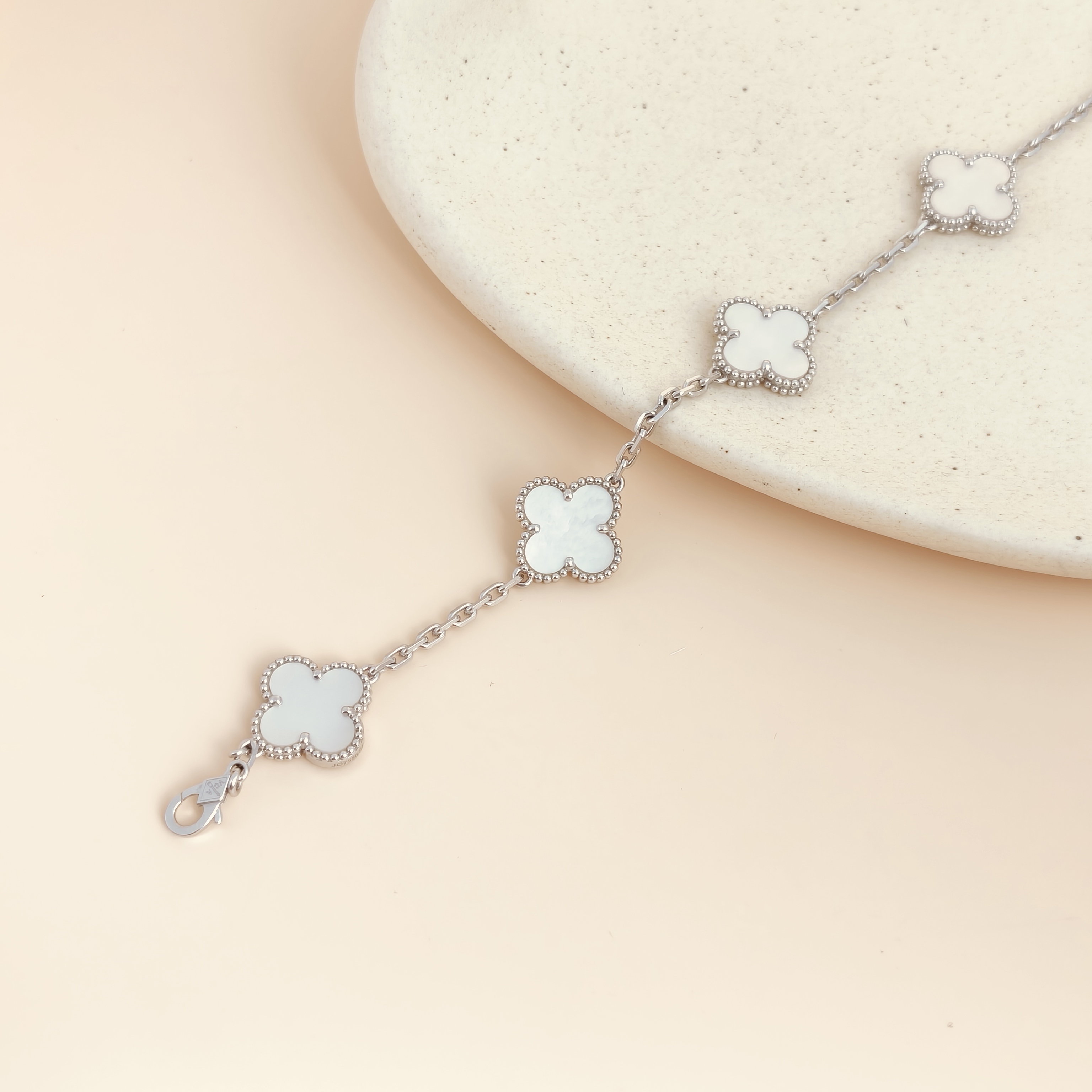 Van Cleef & Arpels Bracelet Alhambra Alhambra Collection Five-Motif Bracelet Pearl · White Mother-of-Pearl Pearl 18KW hite Gold Vintage Small1.5 ×… — cover view 8 of 9