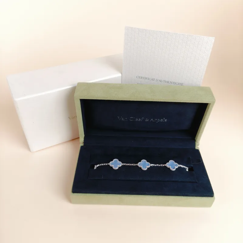 Van Cleef & Arpels Bracelet Alhambra Alhambra Collection Five-Motif Bracelet 18KW hite Gold Vintage Small17cm — cover view 4 of 10