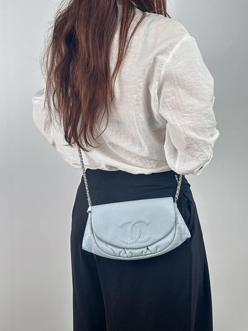 Chanel Crossbody Bag Crossbody Bag Blue Calfskin 24 × 6 × 14 cm 18 — on-model view 2 of 2