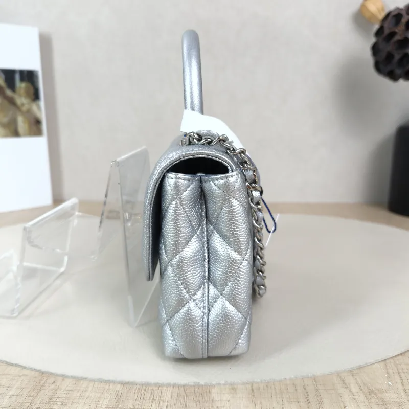 Chanel Crossbody Bag Coco Handle​Silver Grained Calfskin Mini14.5 × 5.5 × 11.5 cm — detail view 10 of 11