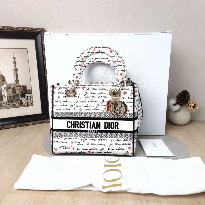 DIOR Top Handle Bag Lady Lady Dior Bag Colorblock Canvas Medium24 × 12 × 21 cm — cover view 3 of 6
