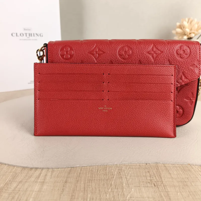 Louis Vuitton Crossbody Bag Pochette Félicie Red Calfskin Small 21 × 3 × 12 cm — detail view 6 of 13