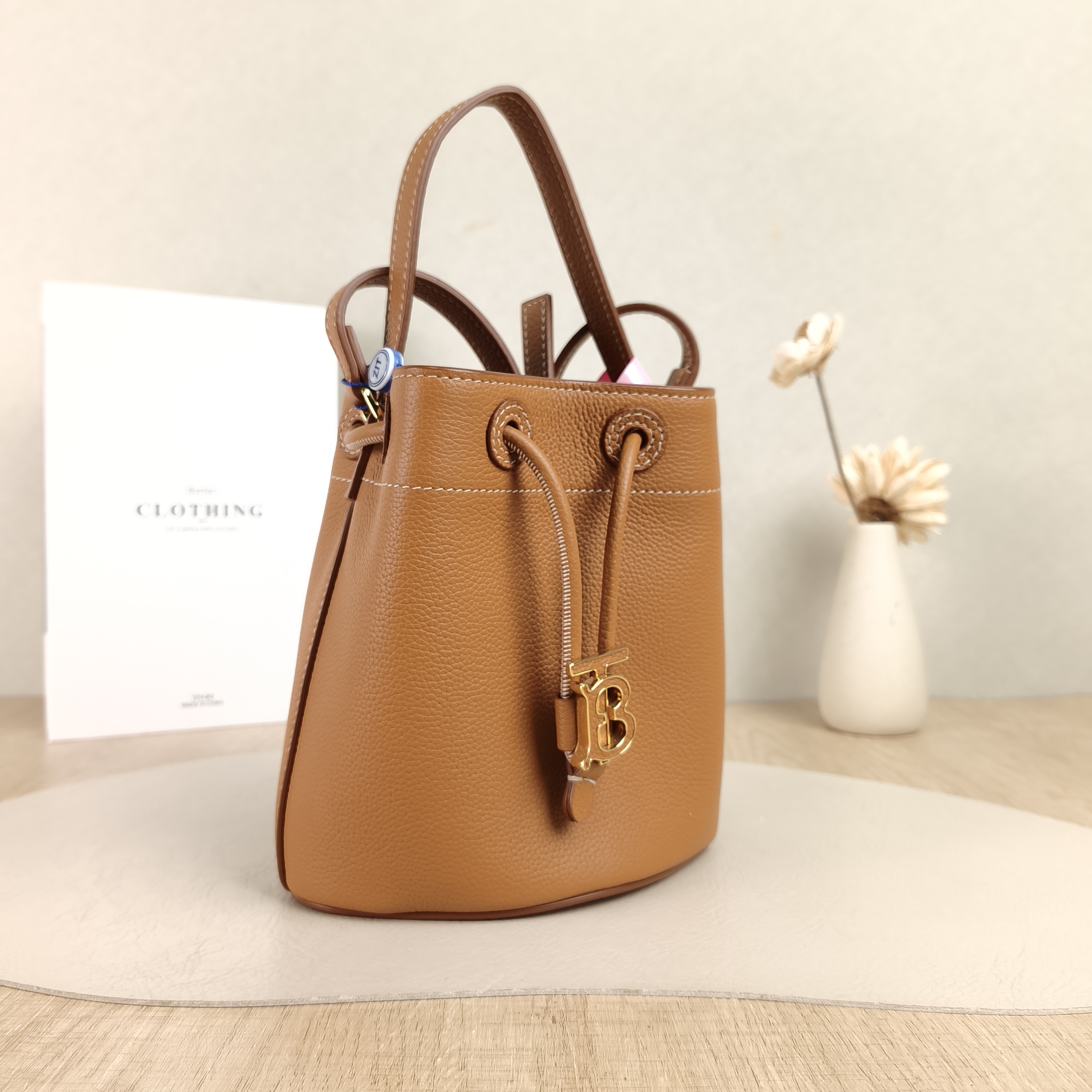 BURBERRY Crossbody Bag Bucket Bag Brown Calfskin One Size17 × 11 × 8 cm — cover view 5 of 5