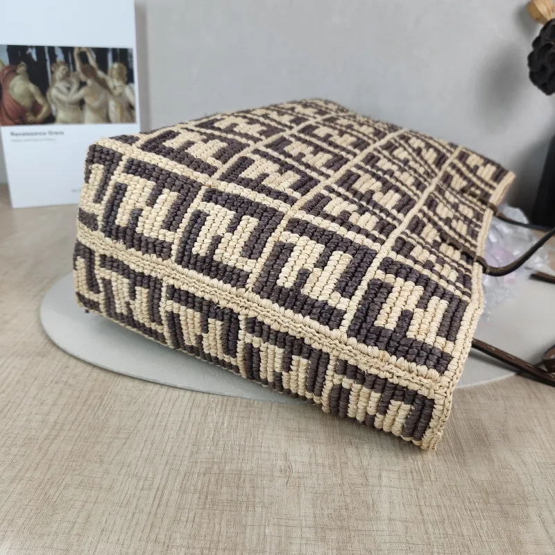 FENDI Top Handle Bag Top Handle Bag Brown Woven One Size 39 × 12 × 28 cm — detail view 3 of 10