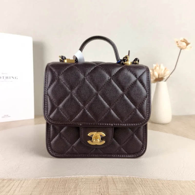 Chanel Crossbody Bag 22k Messenger Bag Brown Grained Calfskin 17 × 6.5 × 15 cm Microchip Edition