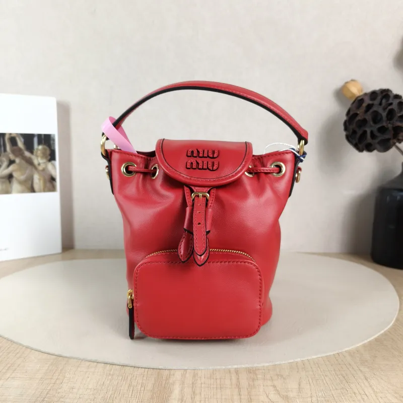 Miumiu Backpack Backpack Red Calfskin Mini 14 × 10 × 17 cm