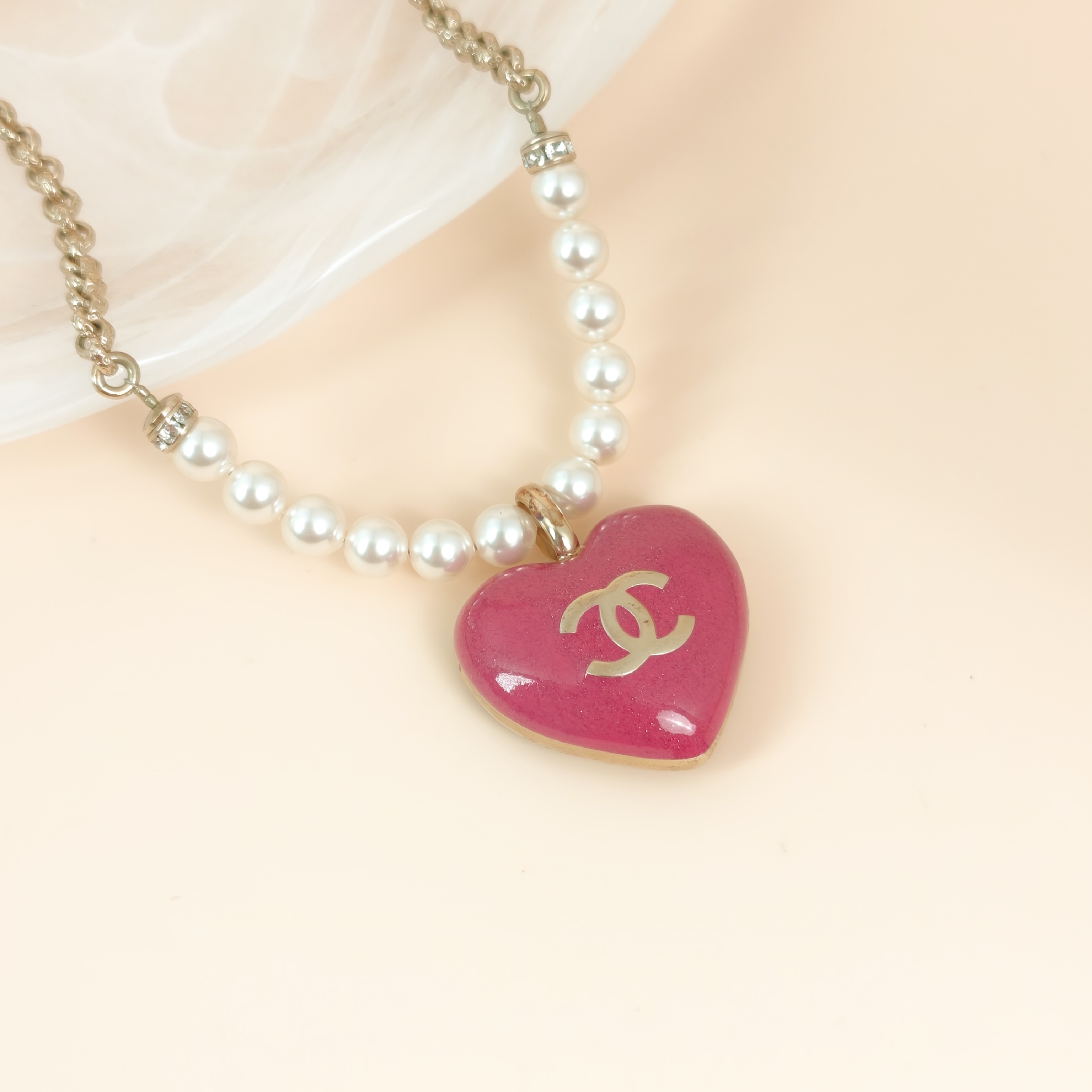 Chanel Necklace Necklace Pink Pearl One Size37cm — cover view 6 of 9