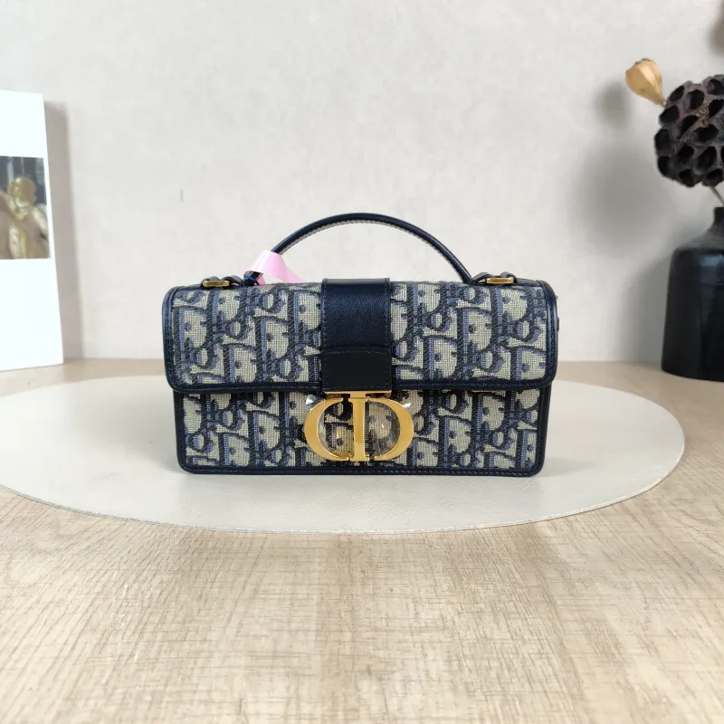 DIOR Crossbody Bag Miss Montaigne Chain Bag Blue Canvasmini20 × 4 × 10 cm