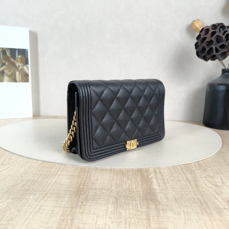 Chanel Crossbody Bag Le Boy​ WOC Black Grained Calfskinmini19.2 × 3.5 × 12.3 cm — cover view 6 of 6