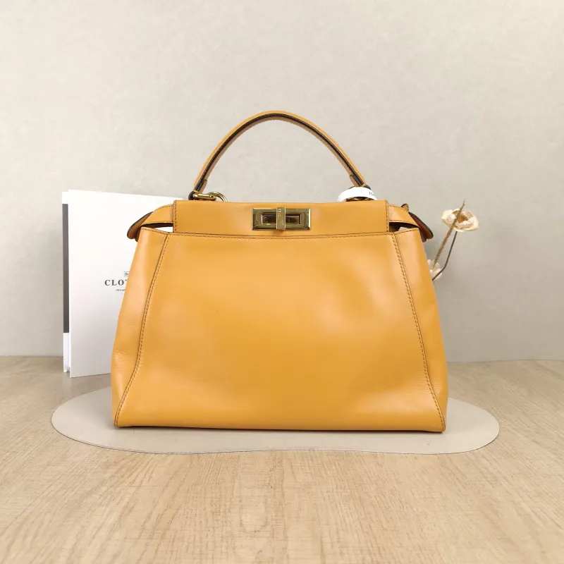 FENDI Top Handle Bag Peekaboo Brown Calfskin Medium 33.5 × 13 × 25.5 cm — cover view 4 of 5