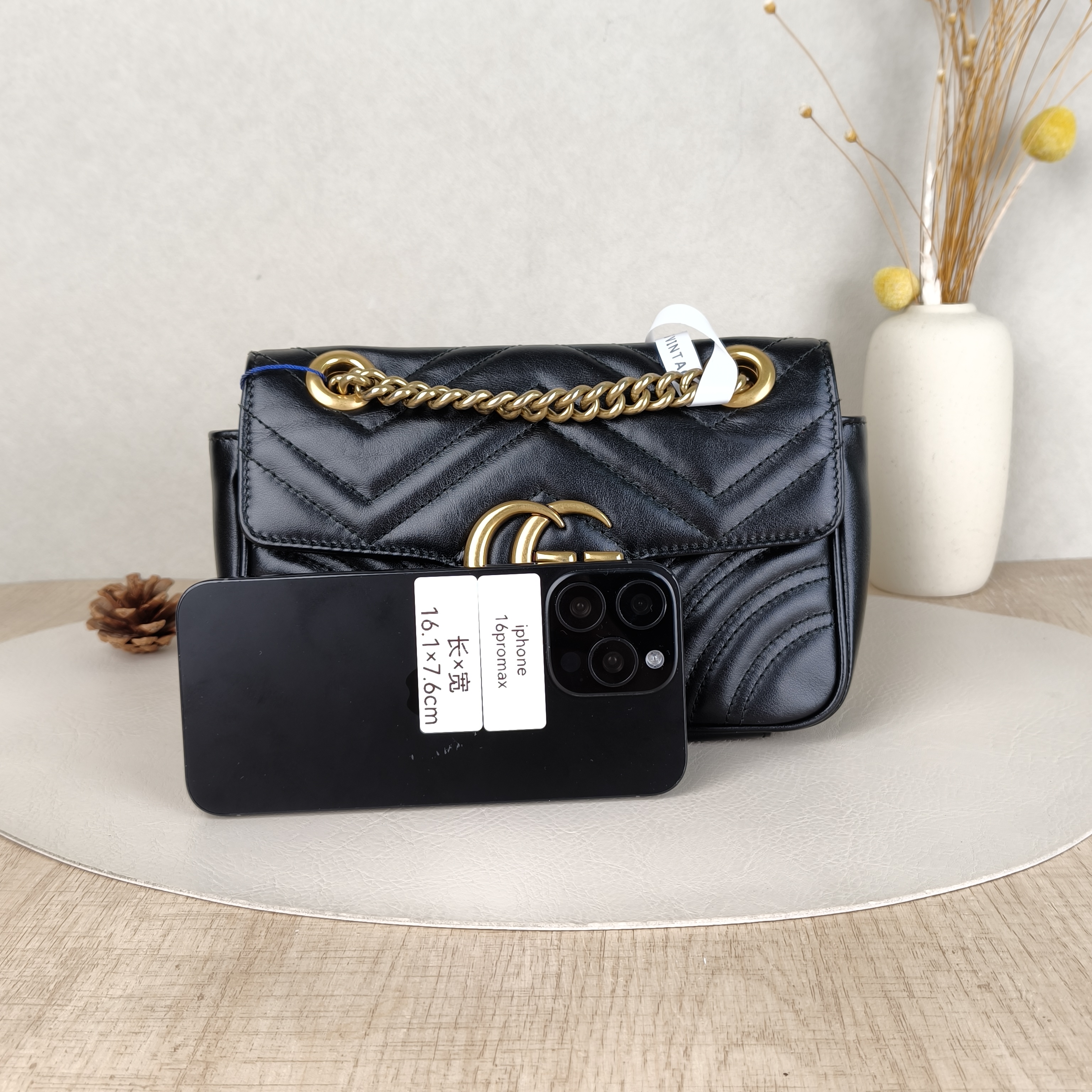 GUCCI Crossbody Bag GG Marmont Small Marmont 22Black CC alfskin Small22 × 6 × 13 cm — cover view 3 of 5