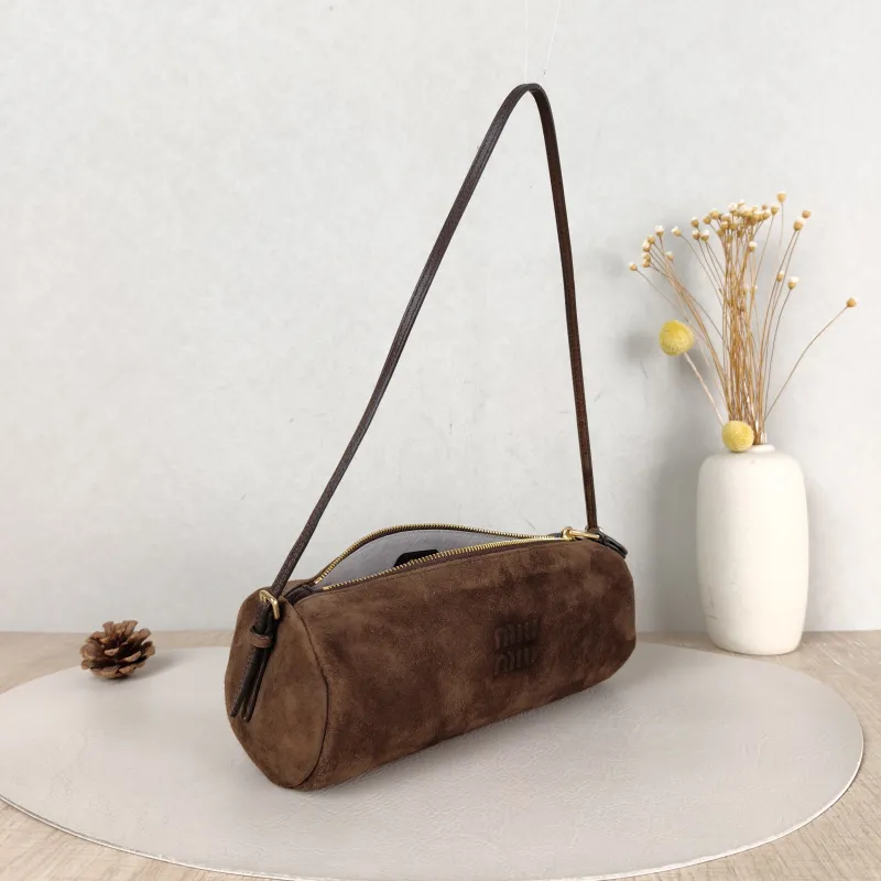 Miumiu Shoulder Bag logo Brown Suede One Size 22 × 9 × 9 cm — cover view 4 of 5