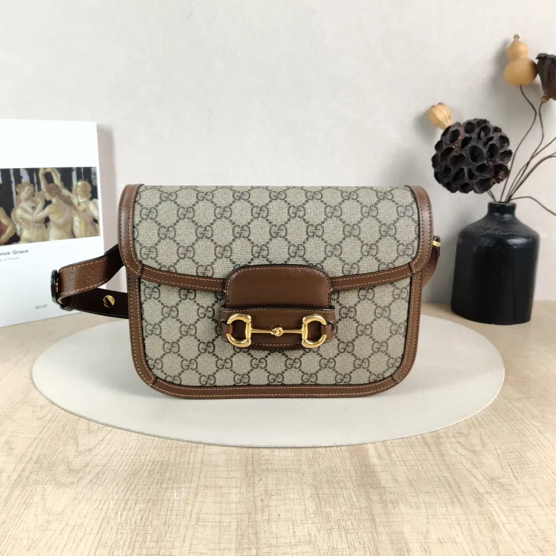 GUCCI Shoulder Bag Horsebit 1955 Horsebit Medium Monogram PVC Medium 25 × 8 × 18 cm