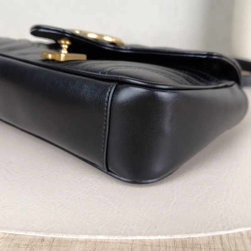 GUCCI Crossbody Bag GG Marmont Small Marmont 22 Black CC alfskin Small 22 × 6 × 13 cm — detail view 5 of 13
