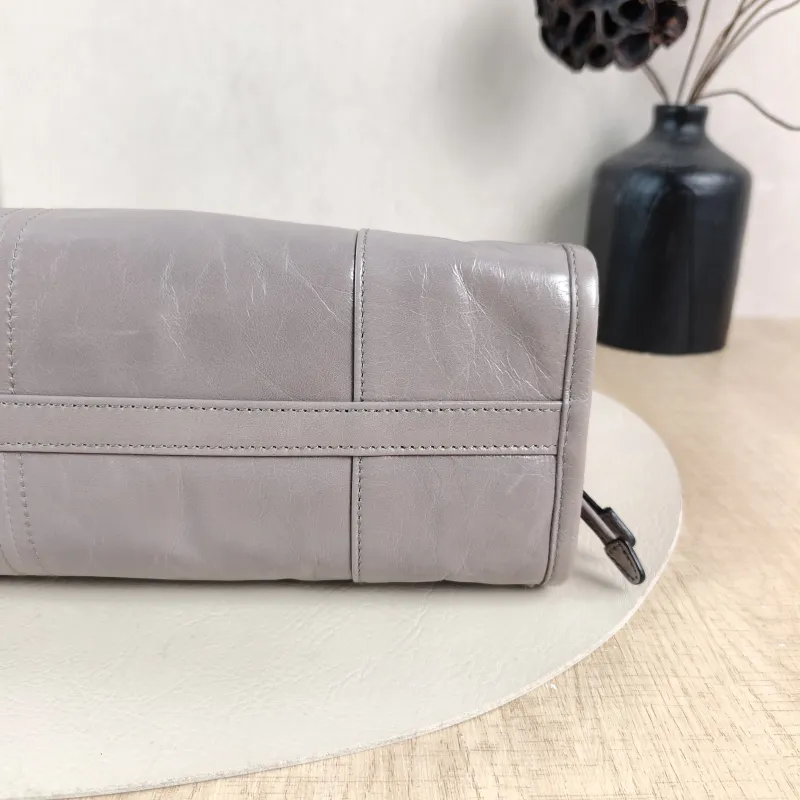PRADA Shoulder Bag Bonnie Soft Lux Grey Waxed Leather Calfskin Medium 32 × 12 × 15.5 cm — detail view 6 of 13