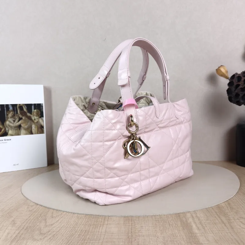 DIOR Top Handle Bag TOUJOURS Pink White Calfskin Medium28.5 × 17 × 21.5 cm — cover view 4 of 5