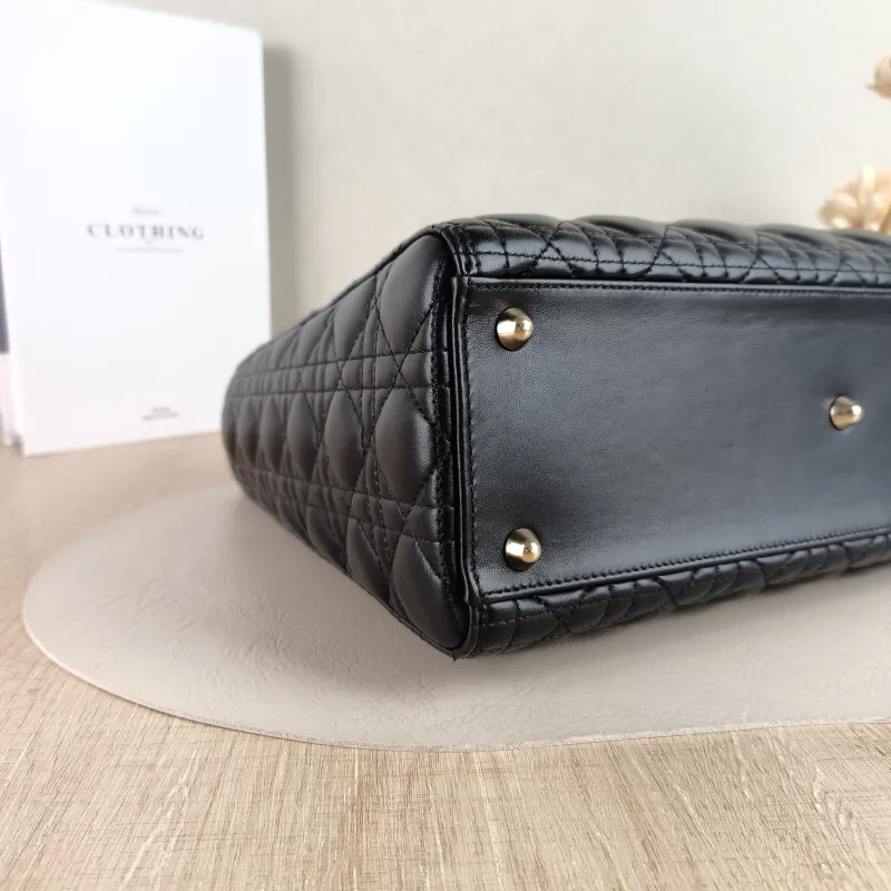 DIOR Top Handle Bag Lady Lady Dior Bag Black Lambskin Large 32 × 11 × 25 cm — detail view 5 of 12
