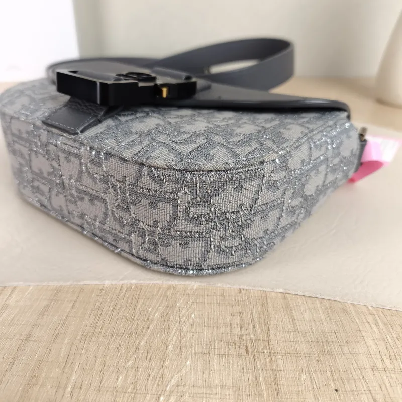 DIOR Crossbody Bag Grey Canvas Mini 20 × 5.5 × 13.5 cm — detail view 9 of 11
