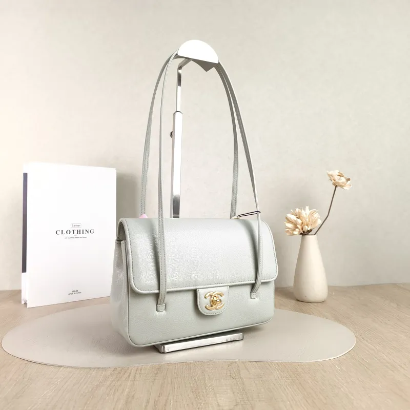 Chanel Shoulder Bag 26p preppy coco Grey Grained Calfskin Small 22 × 7 × 15 cm — cover view 3 of 4