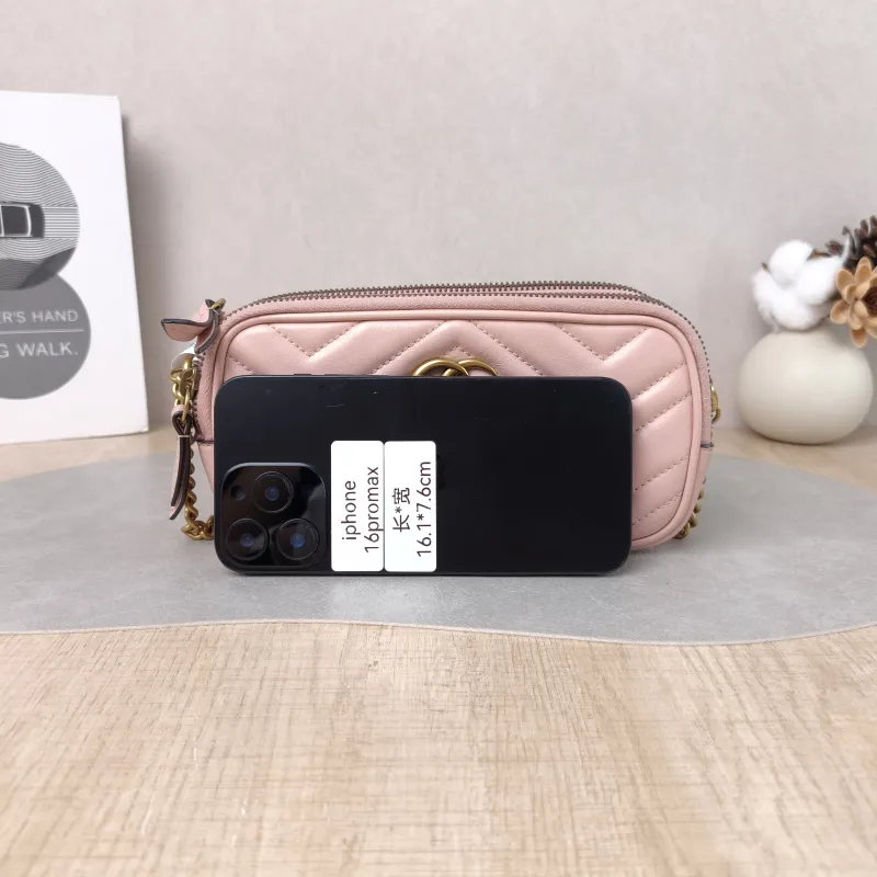 GUCCI Crossbody Bag GG Marmont Marmont Camera Bag Pink Calfskin One Size 19 × 5 × 10 cm — cover view 5 of 5