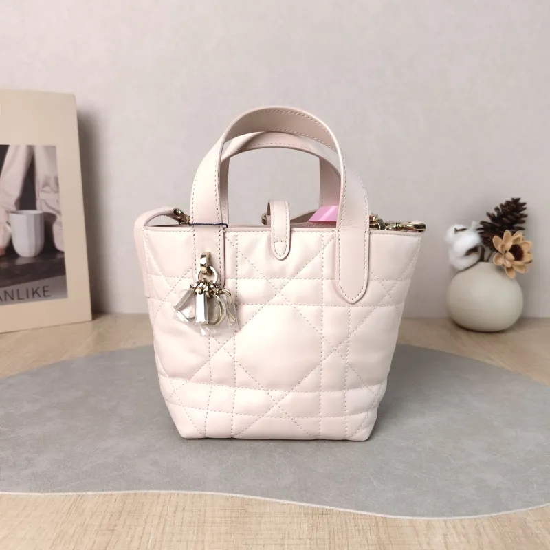 DIOR Top Handle Bag TOUJOURS Edition Pink Calfskin Mini 13 × 12 × 15 cm