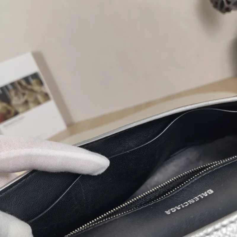 BALENCIAGA Shoulder Bag DOWNTOWN Silver Calfskin Small 30 × 10 × 17.5 cm — detail view 2 of 11