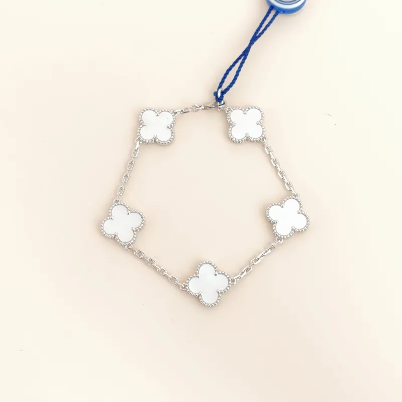 Van Cleef & Arpels Bracelet Alhambra Alhambra Collection Five-Motif Bracelet Pearl · White Mother-of-Pearl18KW hite Gold Vintage Small19cm