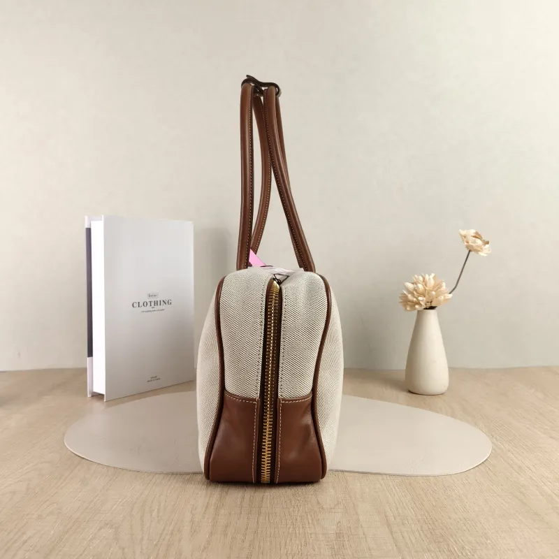 Miumiu Top Handle Bag Beau Brown Canvas · Calfskin Large34 × 10 × 20 cm — detail view 6 of 13