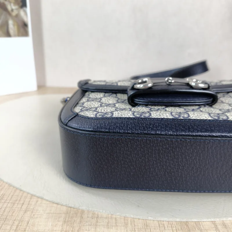 GUCCI Crossbody Bag Horsebit 1955 Horsebit Small Blue Monogram PVC Small 20.5 × 5 × 14.5 cm — detail view 9 of 12