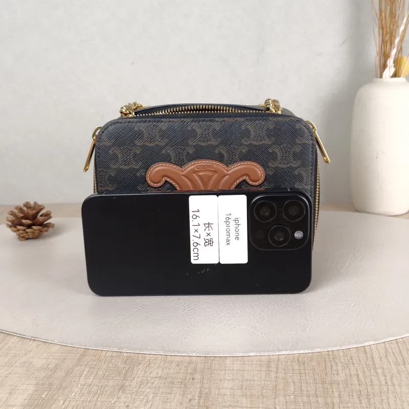 CELINE Crossbody Bag Box Triomphe Box Bag Monogram PVC Mini 16 × 7 × 12 cm — cover view 5 of 6
