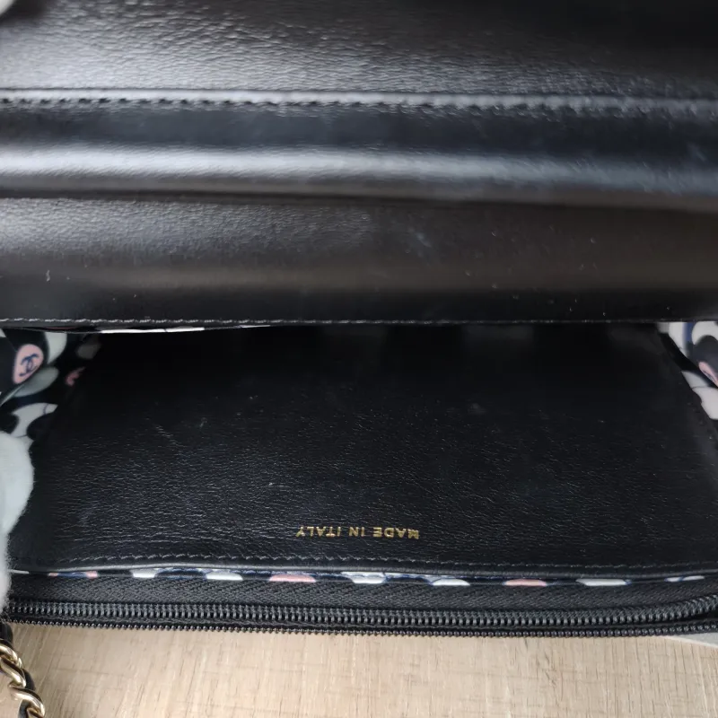 Chanel Crossbody Bag CF WOC Black Lambskin Mini 19.2 × 3.5 × 12.3 cm — detail view 9 of 12